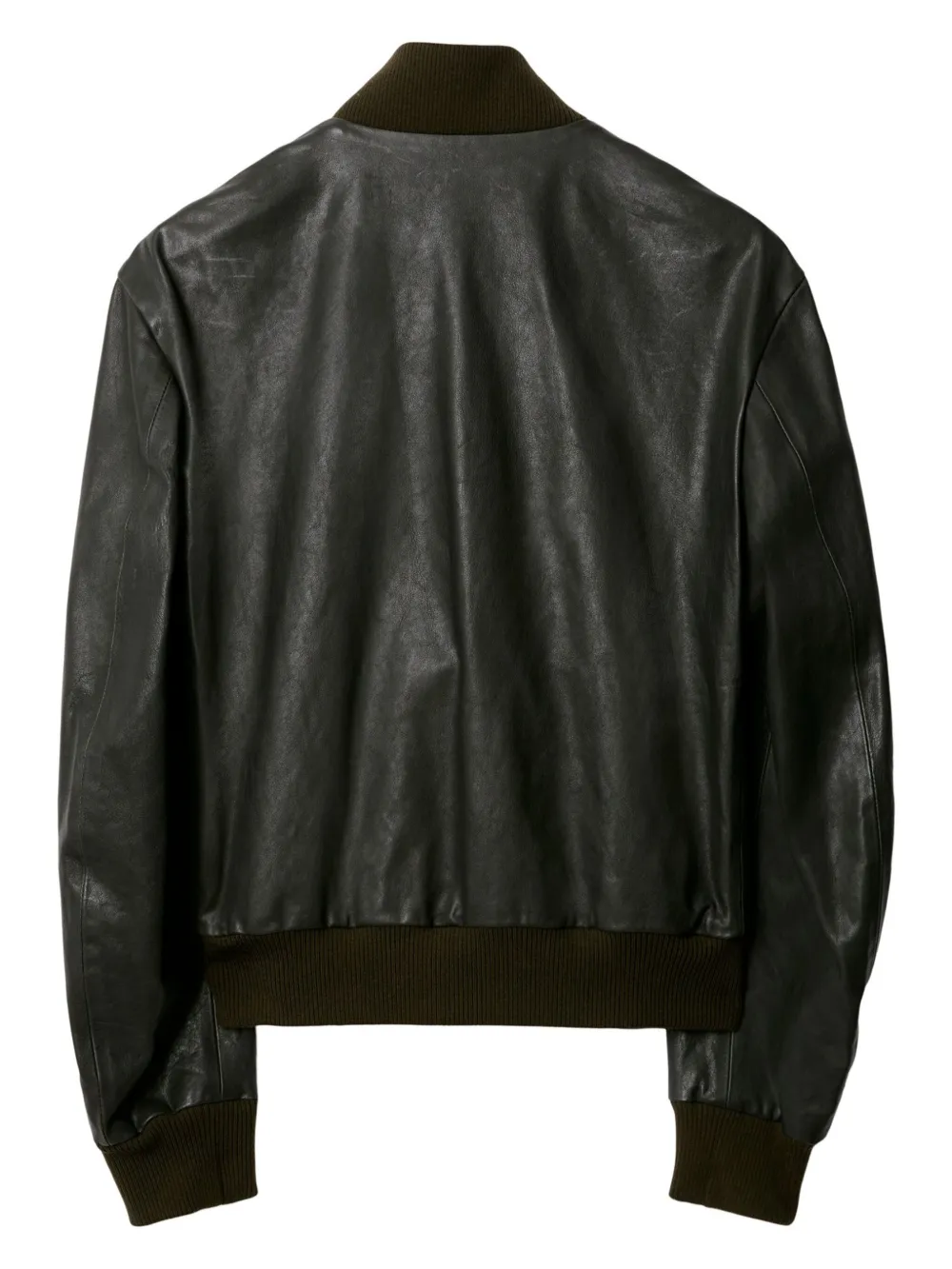 Shop Burberry Zipped Leather Bomber Jacket In Black