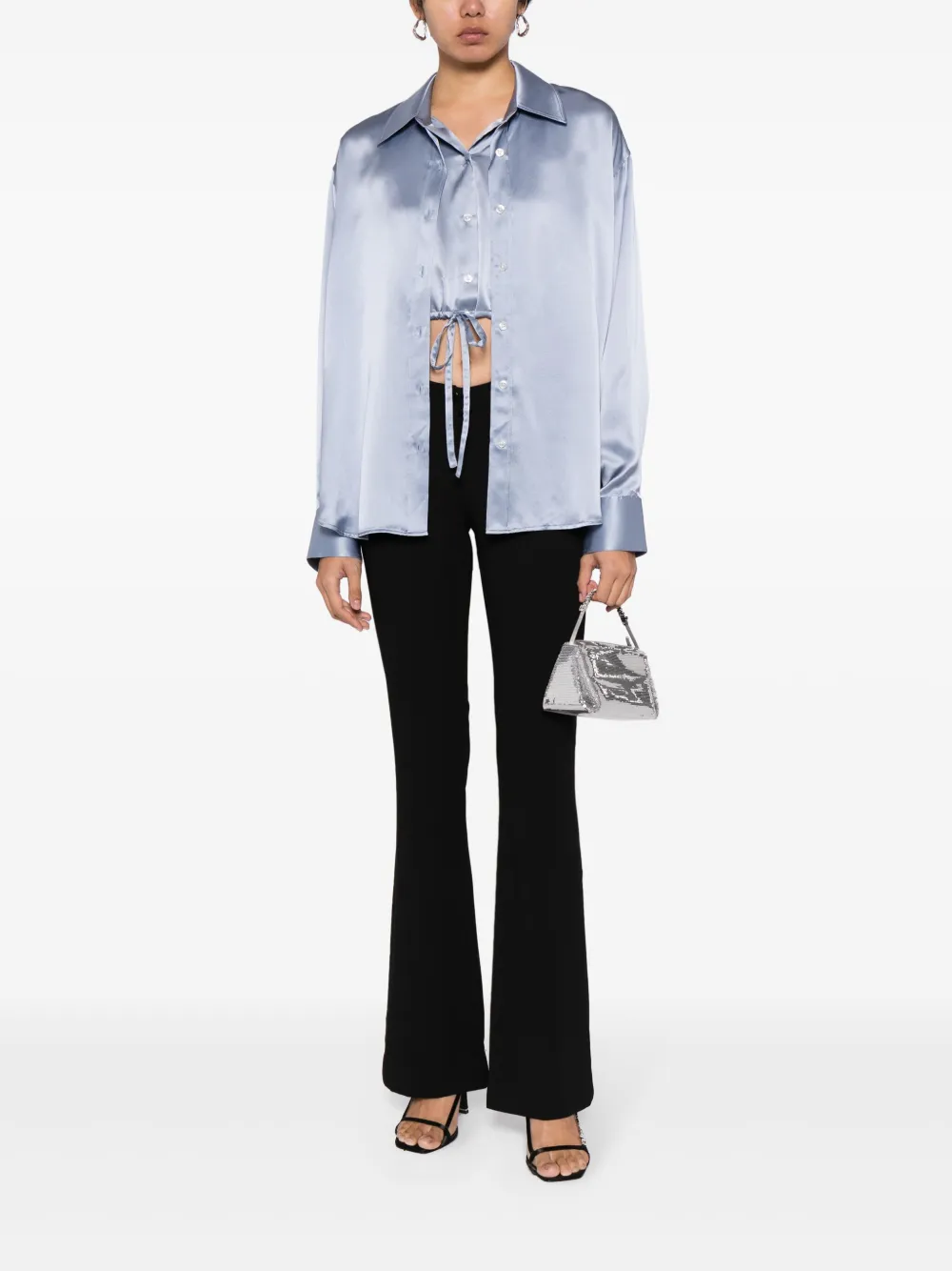Alexander Wang layered button-up silk-satin shirt - Blauw