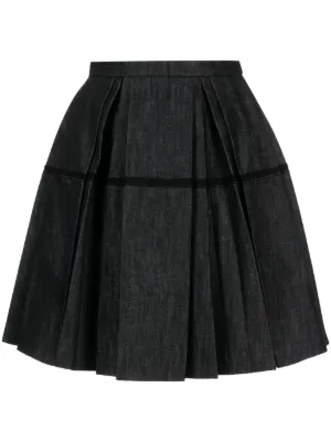 Dark pleated denim skirt new arrivals