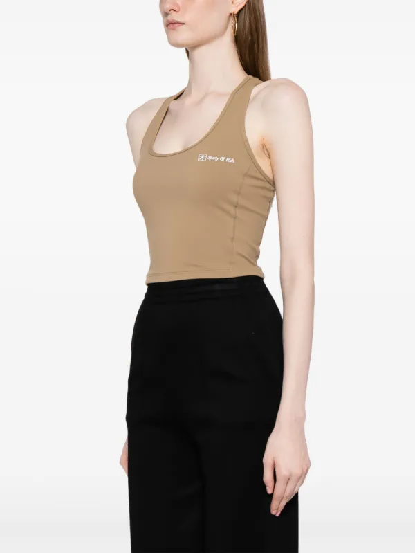 Sporty & Rich Runner Script Sports Tank Top | Brown | FARFETCH