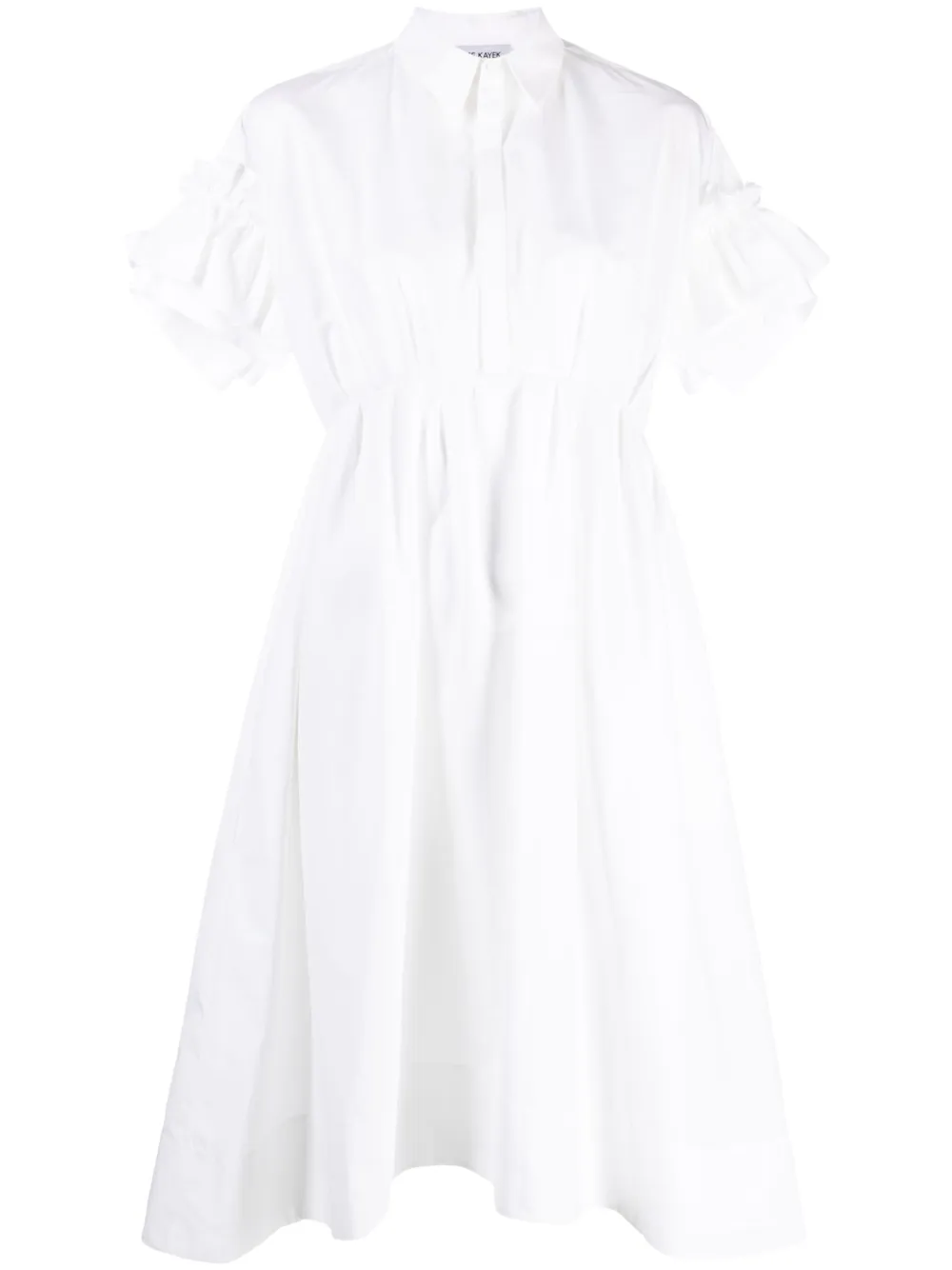 Dice Kayek Ruffled-trim Cotton Midi Shirtdress In 白色