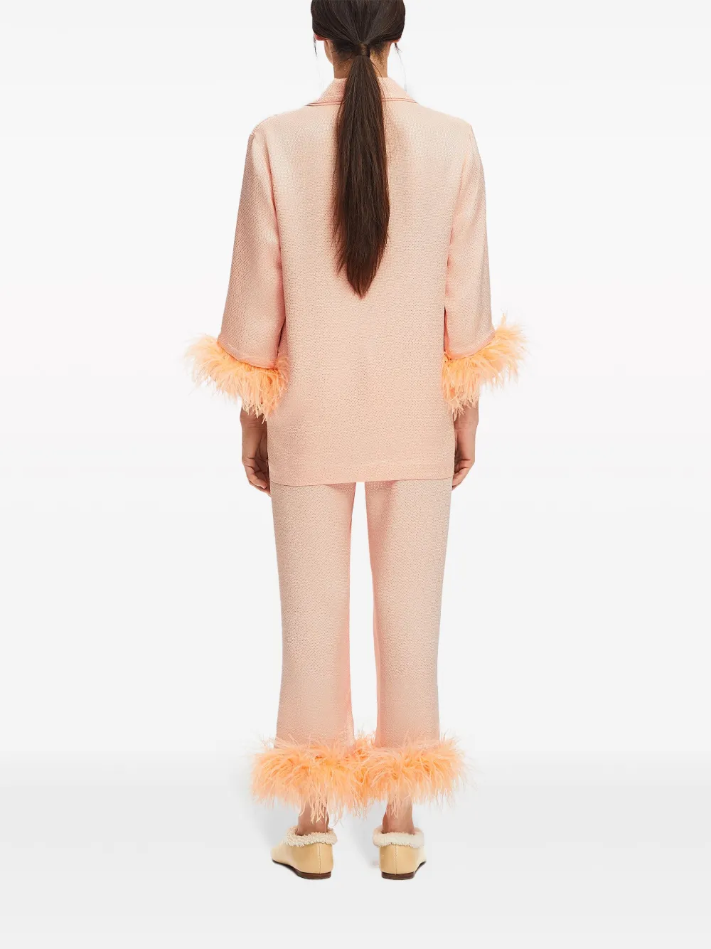 Sleeper Party Jacquard Pyjama Set In Orange