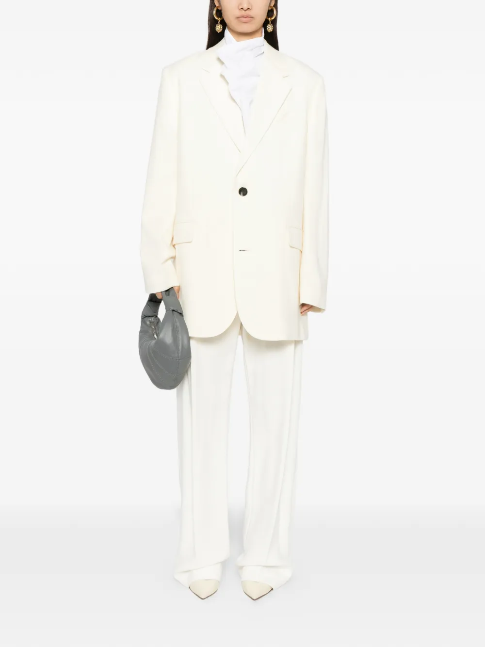AMI Paris Blazer met enkele rij knopen Beige