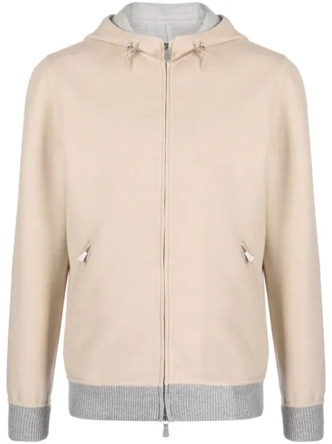 Eleventy contrasting-trim wool hooded jacket