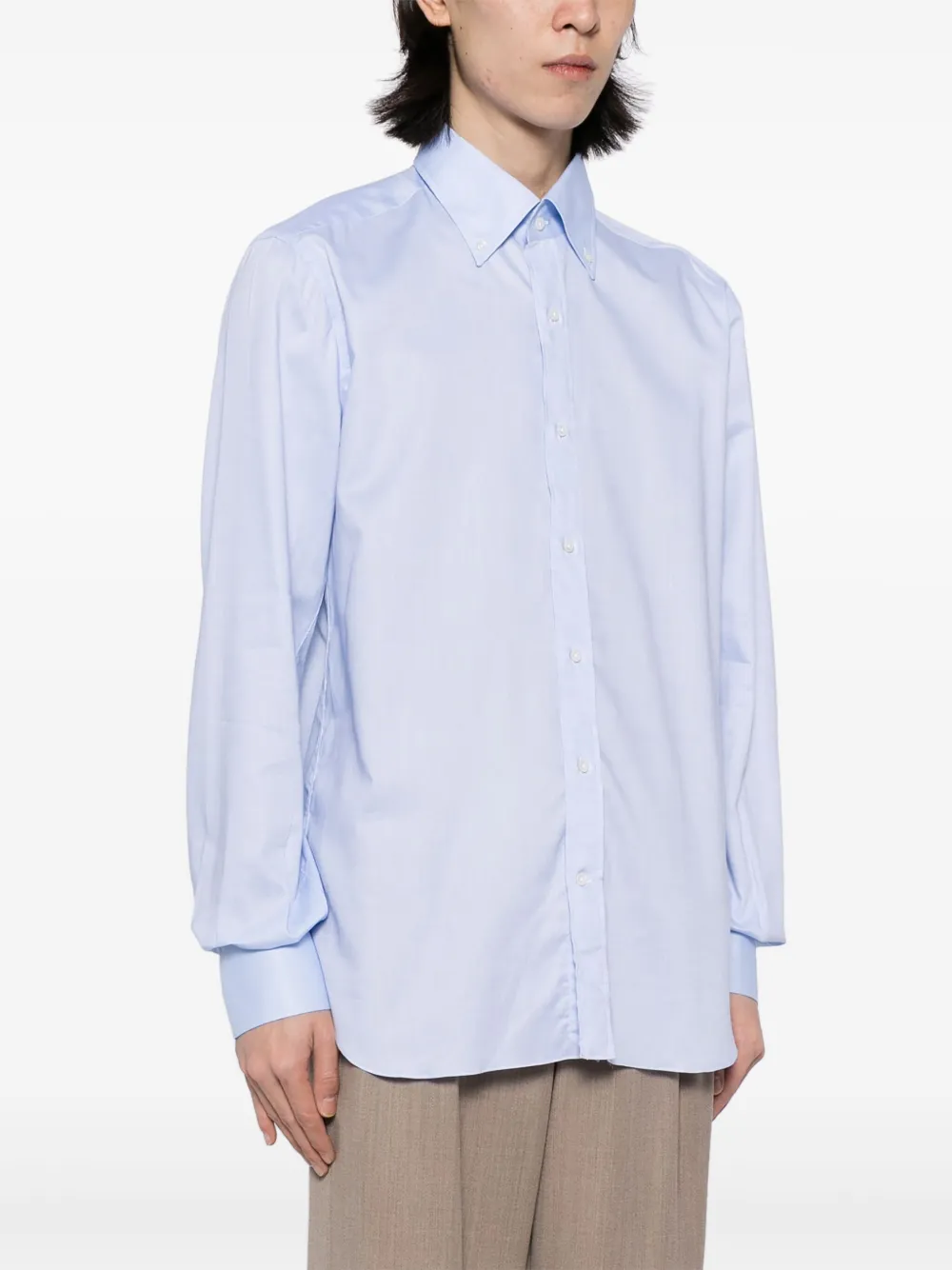 Luciano Barbera Button-down Cotton Shirt In Blue