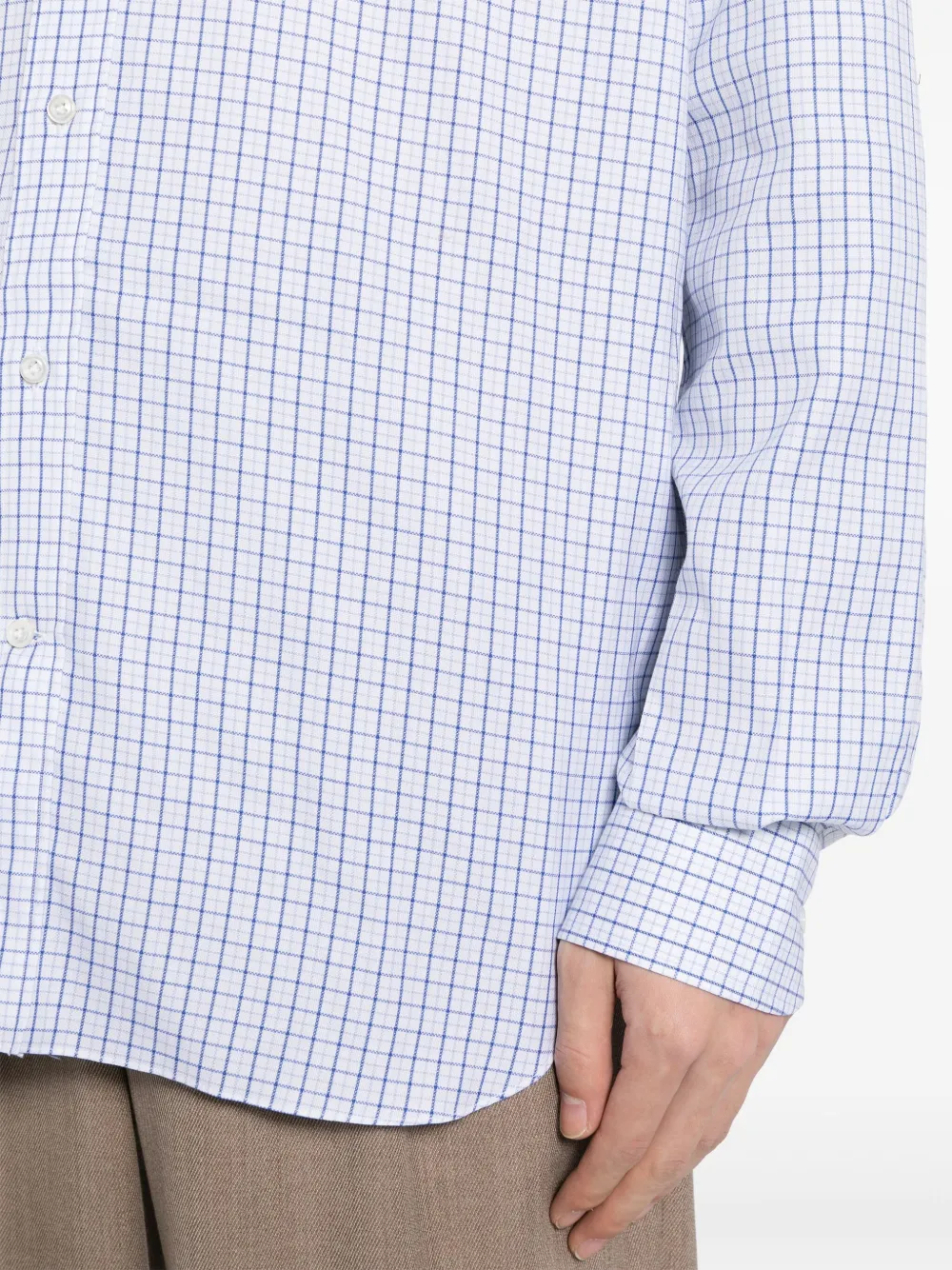 Luciano Barbera Check-print Button-down Shirt In Blue