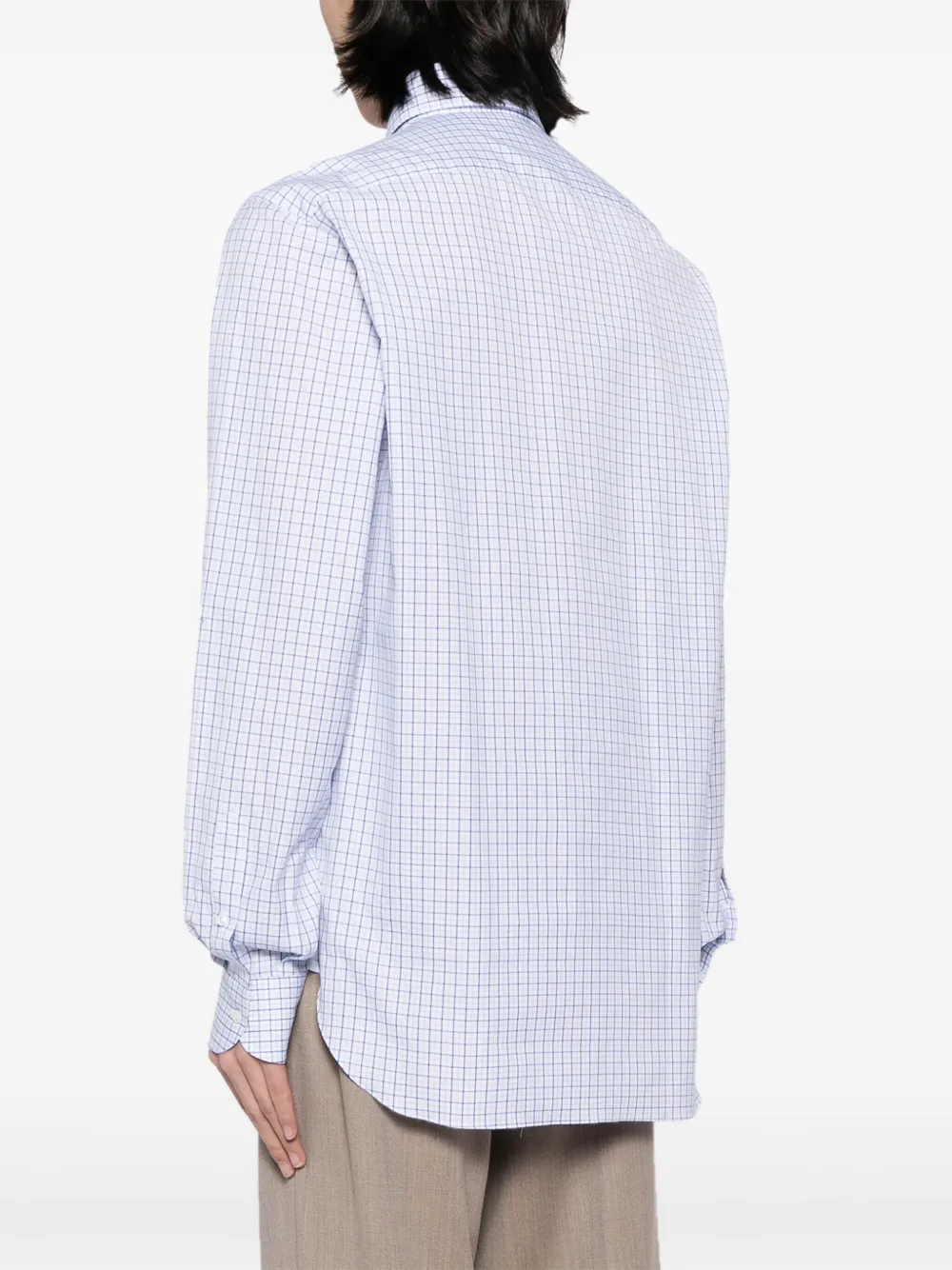 Luciano Barbera Check-print Button-down Shirt In Blue