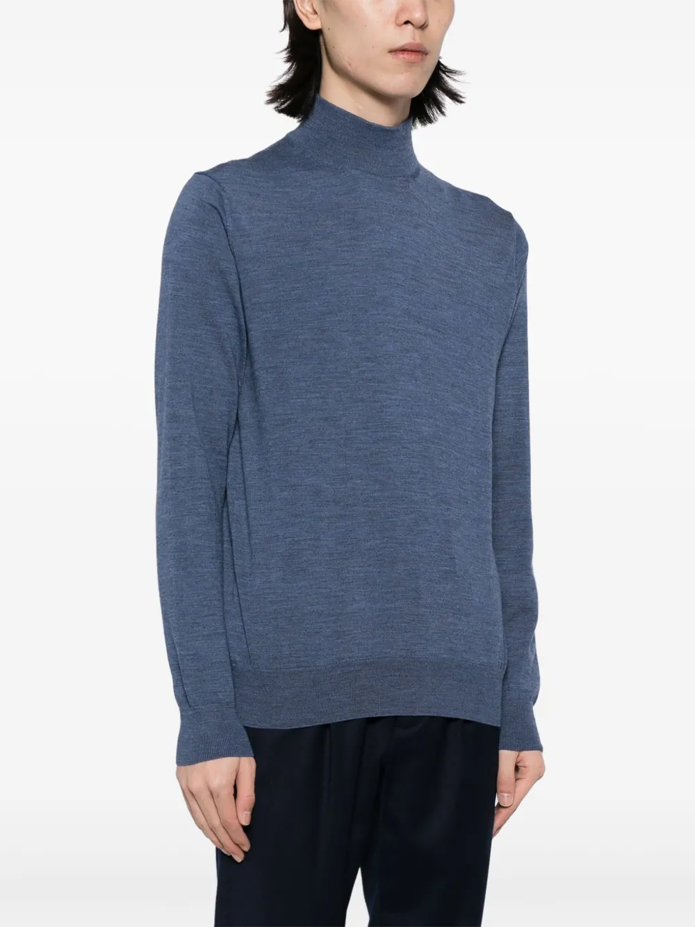 Luciano Barbera Roll-neck Wool Jumper In Blue
