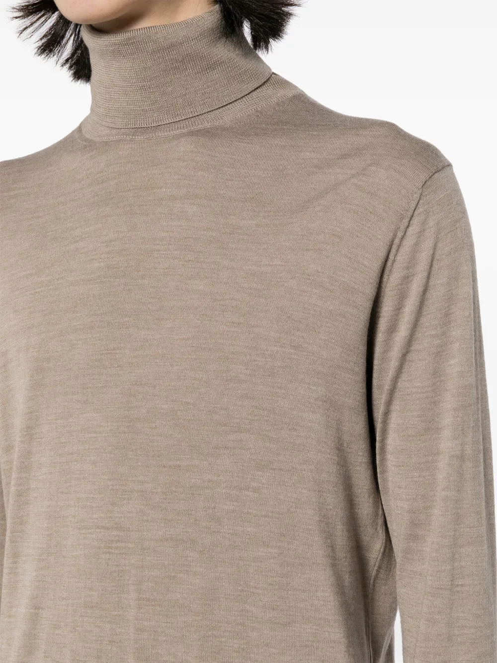 Luciano Barbera Roll-neck Wool Jumper In Brown