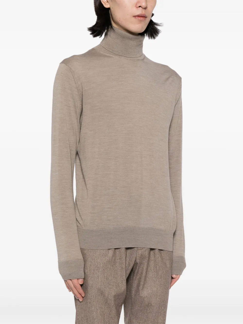 Luciano Barbera Roll-neck Wool Jumper In Brown