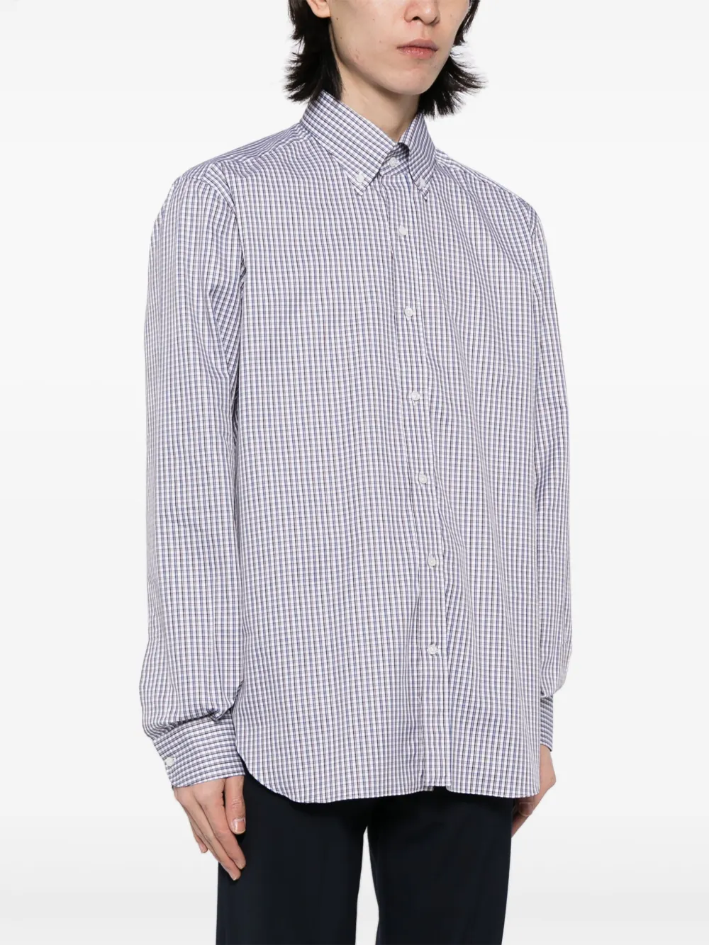 Luciano Barbera Check-print Cotton Shirt In White