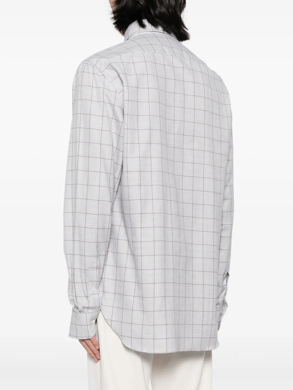 Luciano Barbera Check-pattern Cotton Shirt In Gray