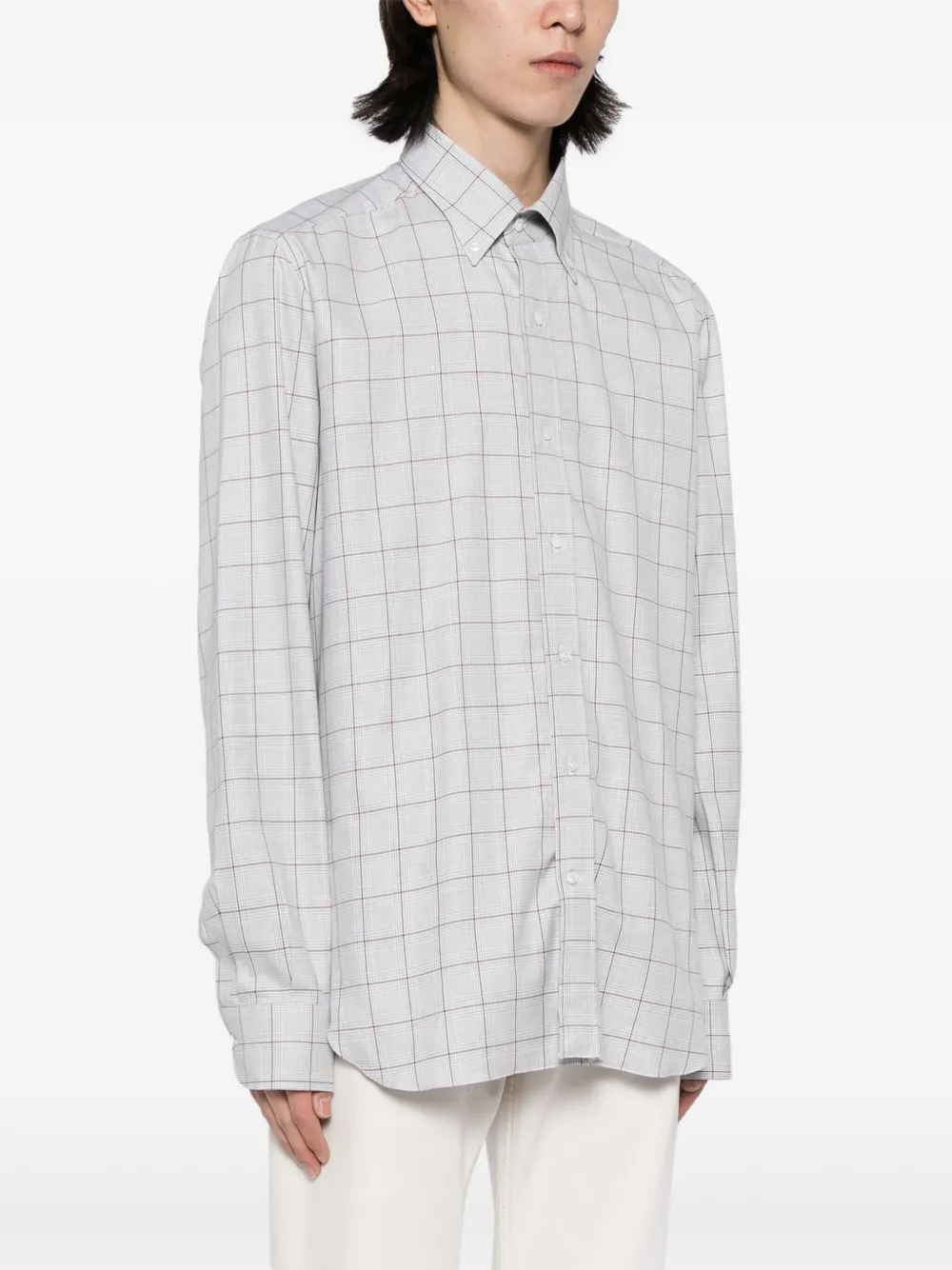 Luciano Barbera Check-pattern Cotton Shirt In Gray