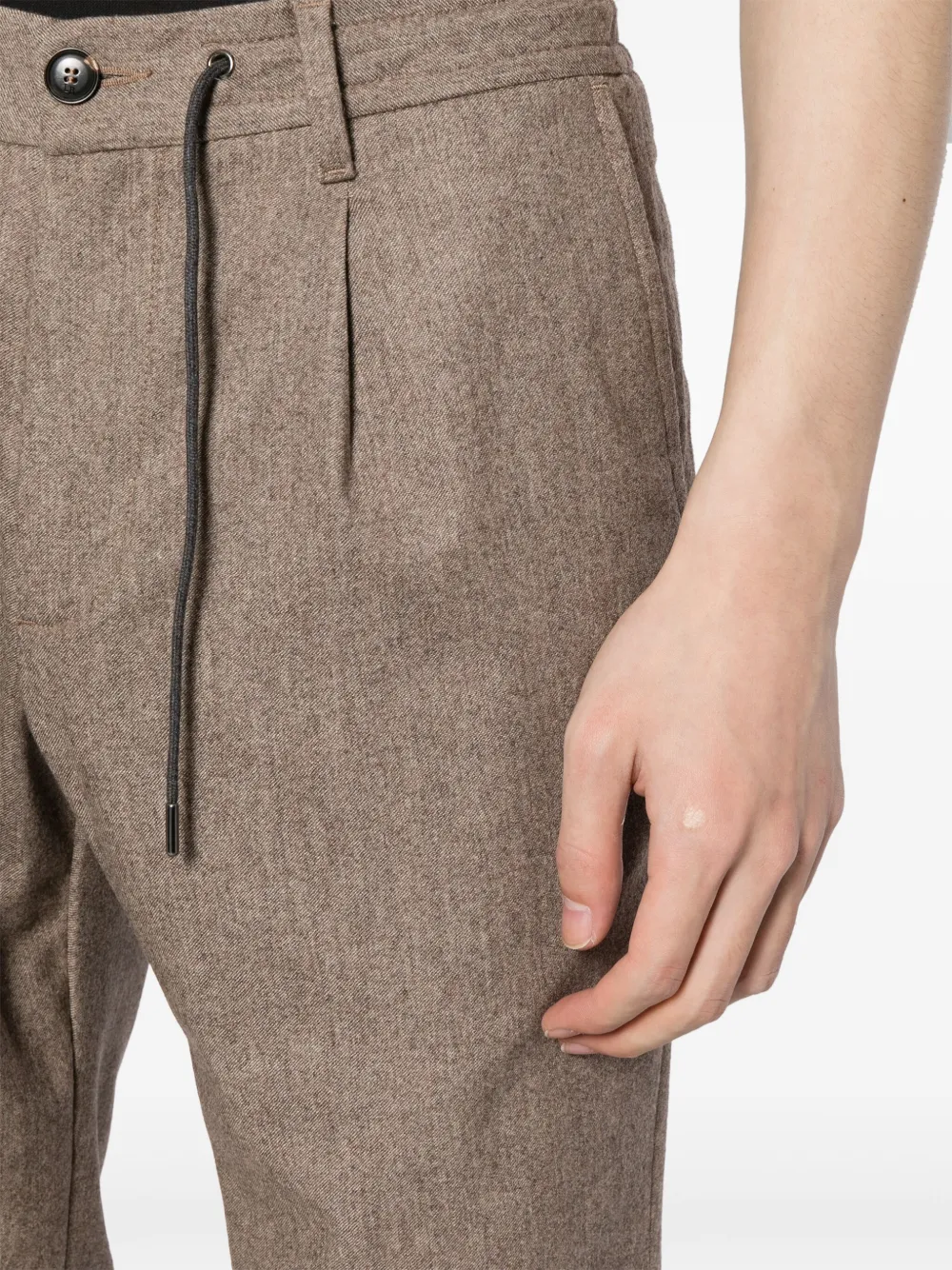 Luciano Barbera Elasticated-waist Tapered-leg Trousers In Brown
