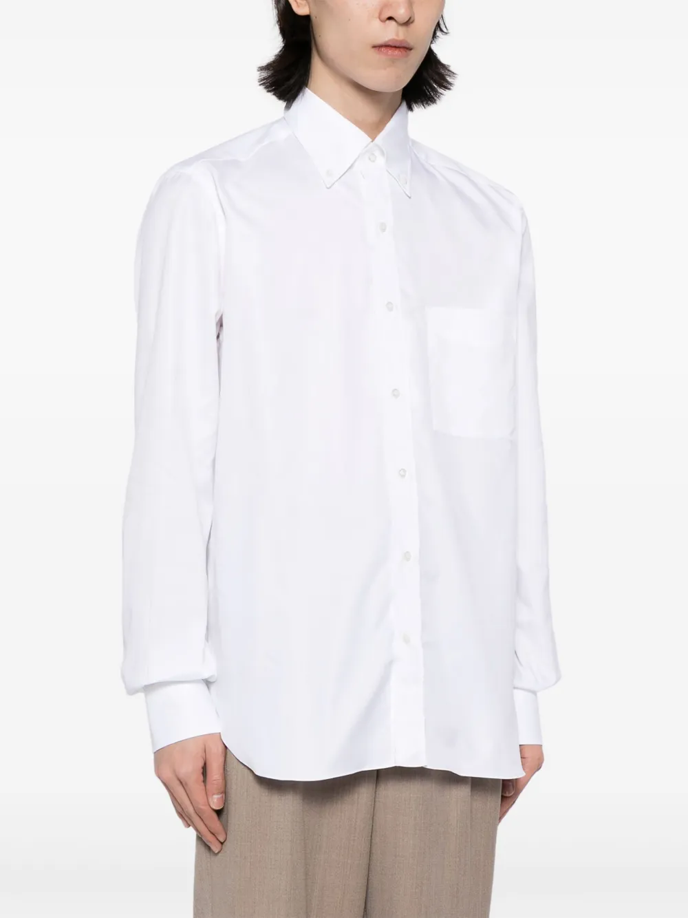 Luciano Barbera Button-down Cotton Shirt In White