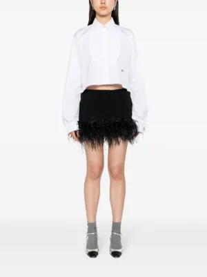 【希少】MiuMiu ロゴ入り ウール混ミニスカート ブラック Miu Miu（ミュウミュウ）ミニスカート 黒 サイズ:40(M位