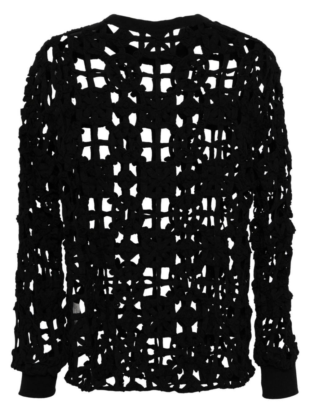 Shop Taakk Open-knit Crochet Jumper In Black