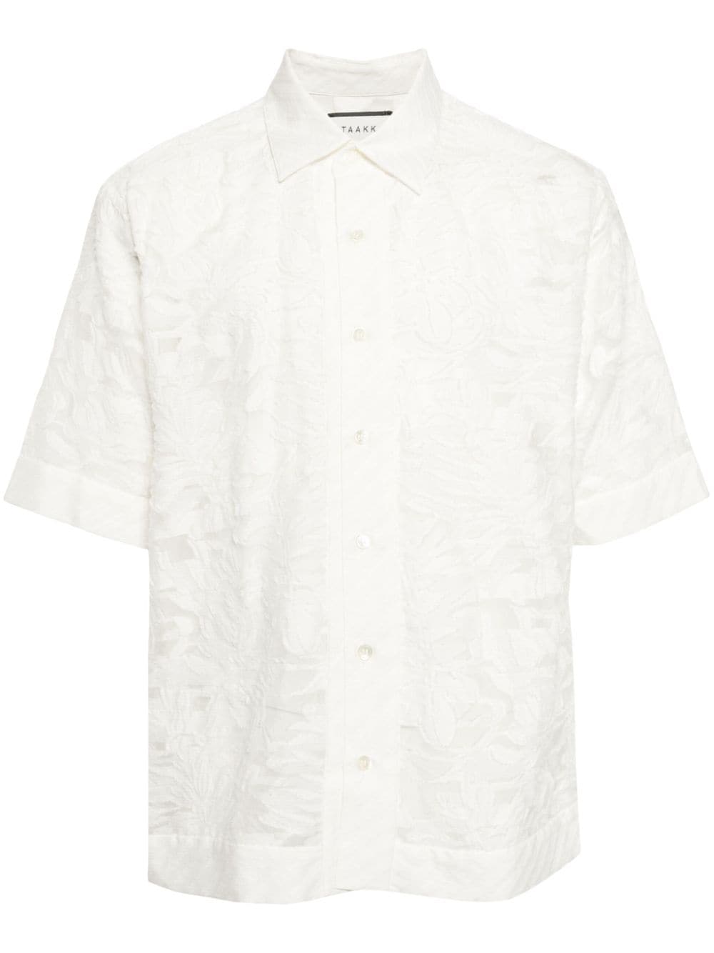 Shop Taakk Floral-pattern Sheer Shirt In White