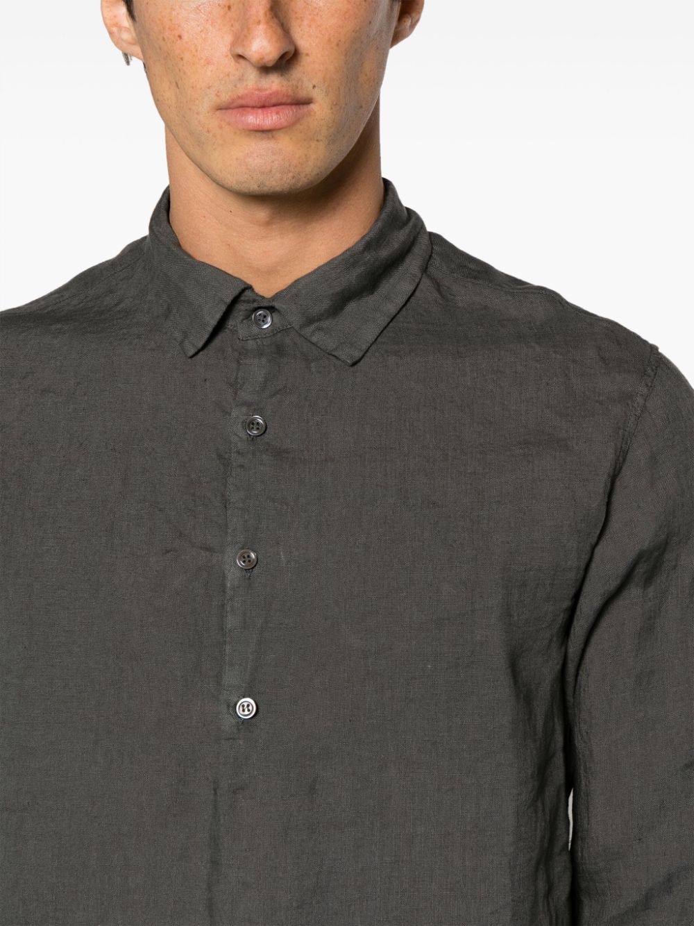 Shop Barena Venezia Pavan Classic-collar Linen Shirt In Grey