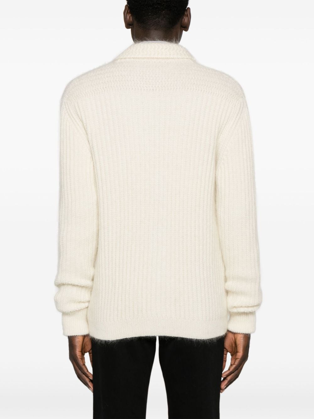 Shop Tom Ford Shawl-collar Ribbed-knit Cardigan In White