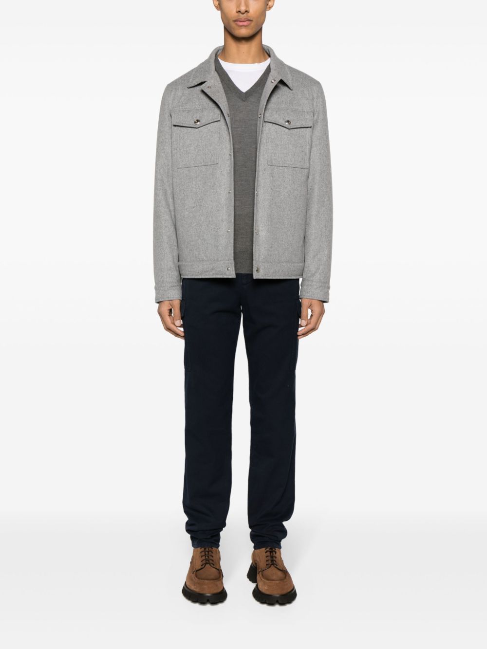 Brunello Cucinelli Wool Padded Jacket In Grey