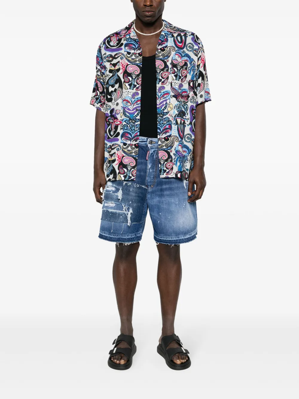 Dsquared2 ripped denim shorts - Blauw