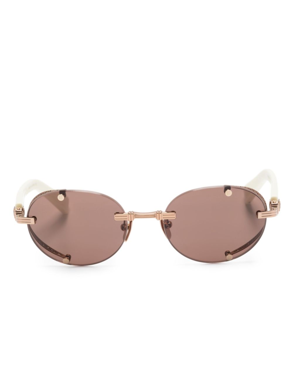 Balmain Eyewear Monsieur Oval-frame Sunglasses In Neutrals