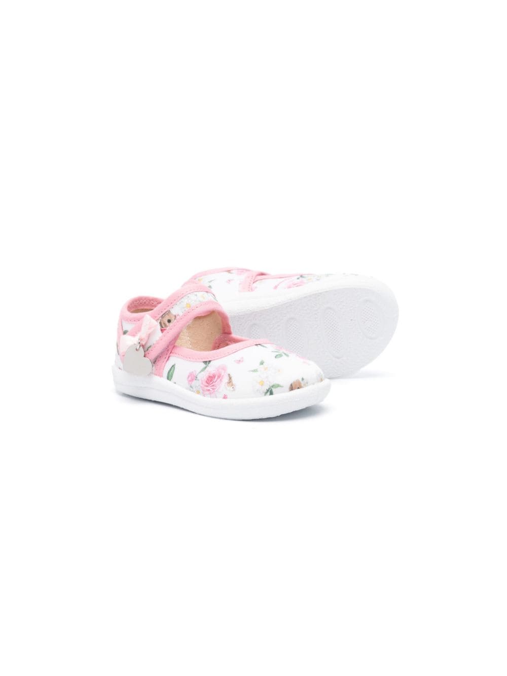 Shop Monnalisa Floral-print Ballerinas In White