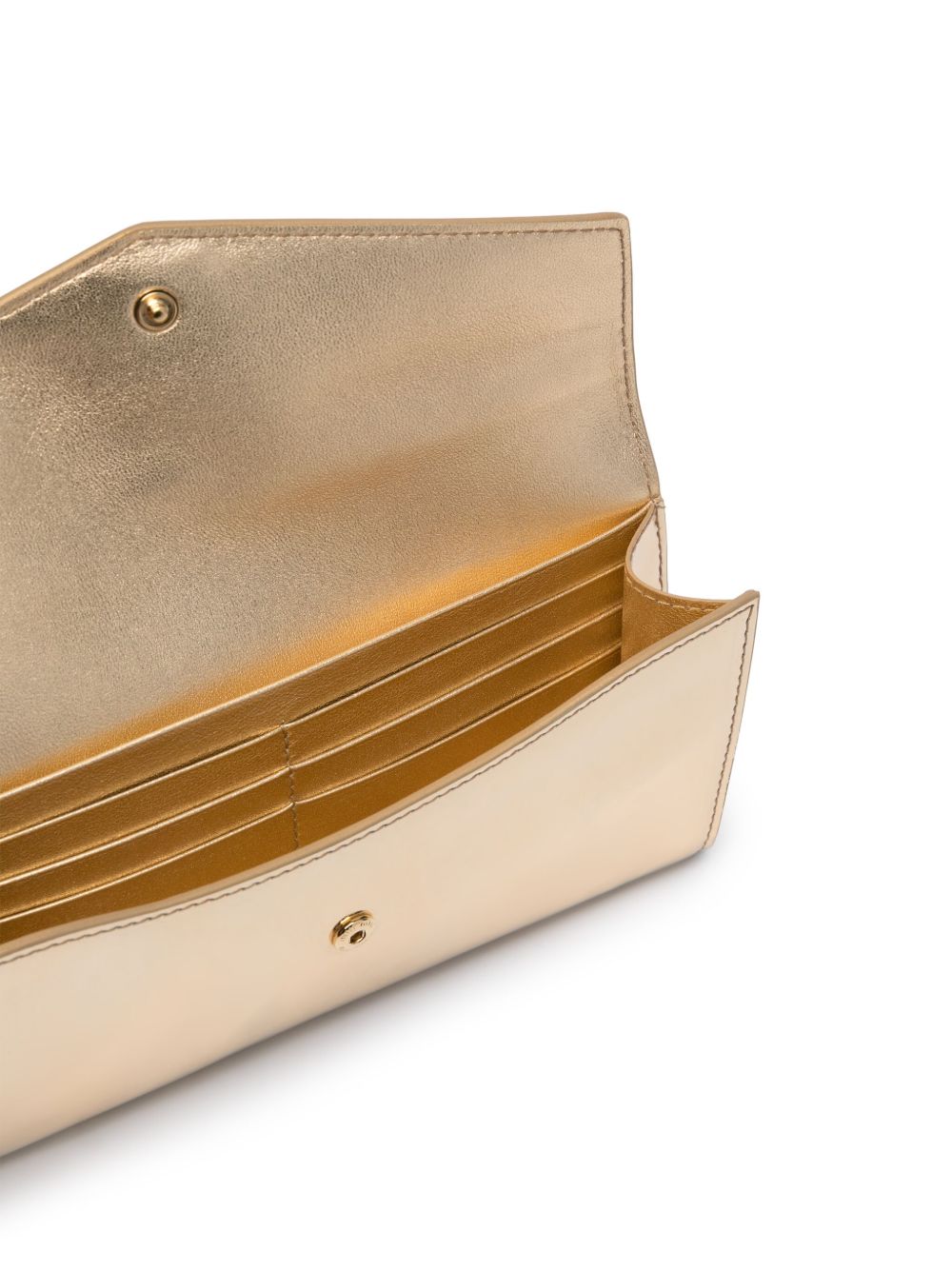 Shop Miu Miu Logo-embossed Patent Leather Purse In Gold