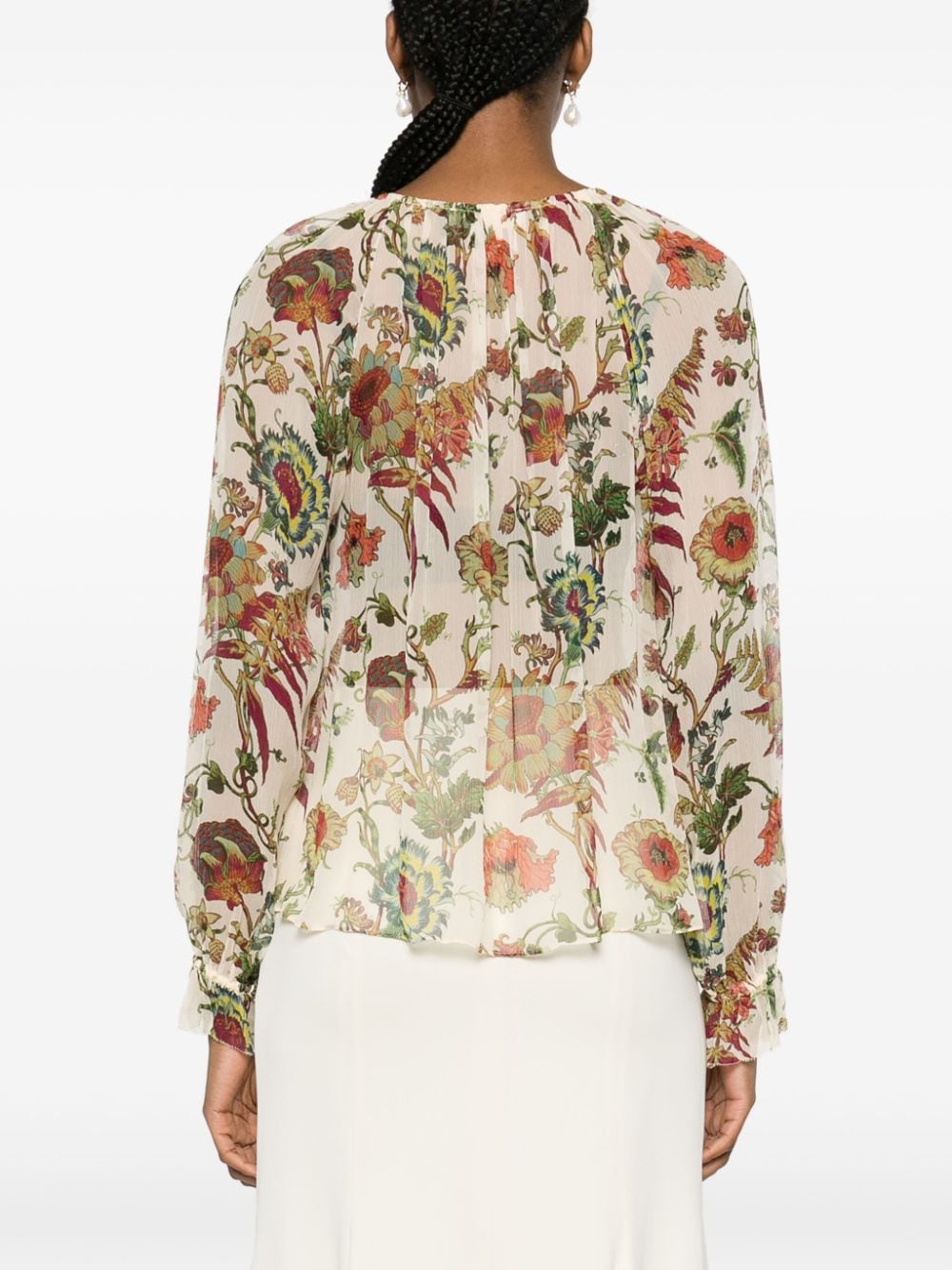 Ulla Johnson Zijden blouse met bloemenprint Beige
