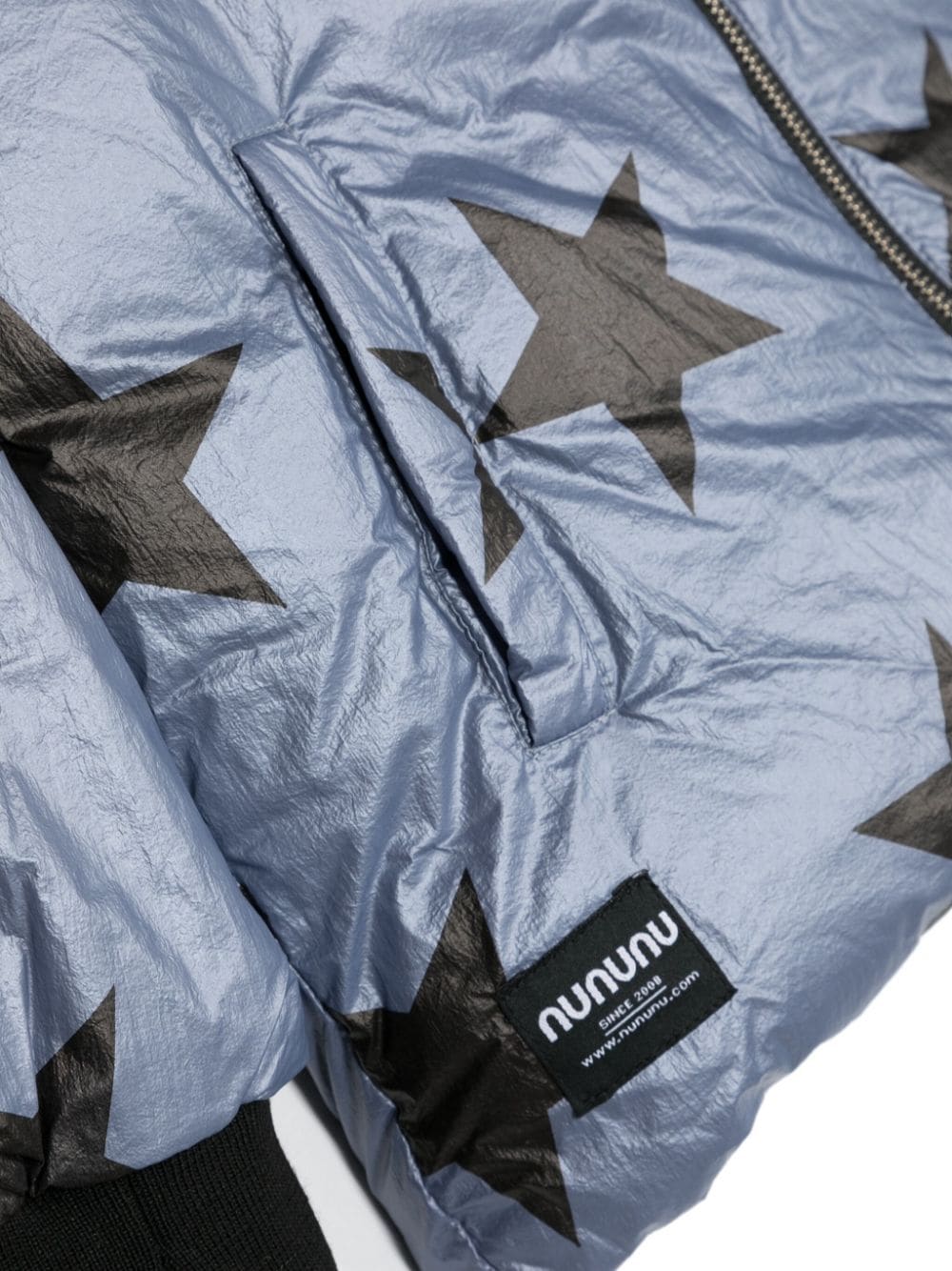 Shop Nununu Star Bright-print Padded Jacket In Blue