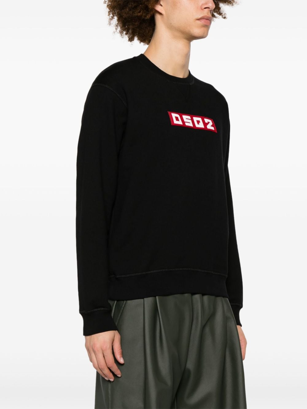 Dsquared2 Katoenen sweater met logopatch Zwart