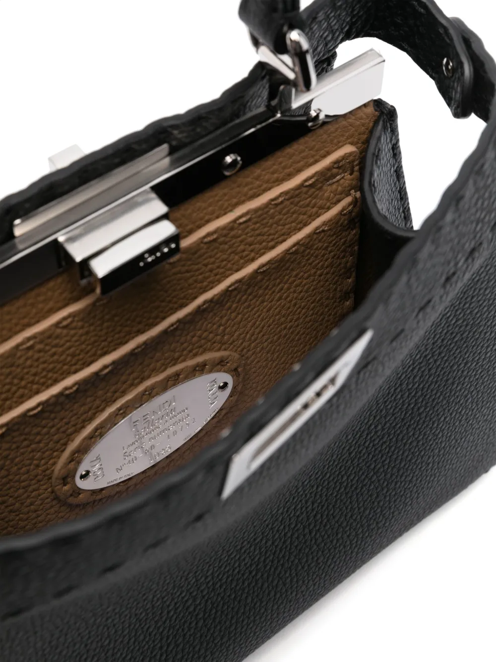 FENDI Peekaboo leren mini shopper Zwart