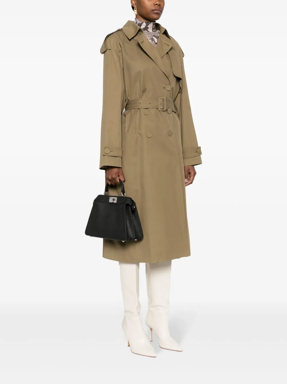 FENDI Peekaboo leren mini shopper Zwart