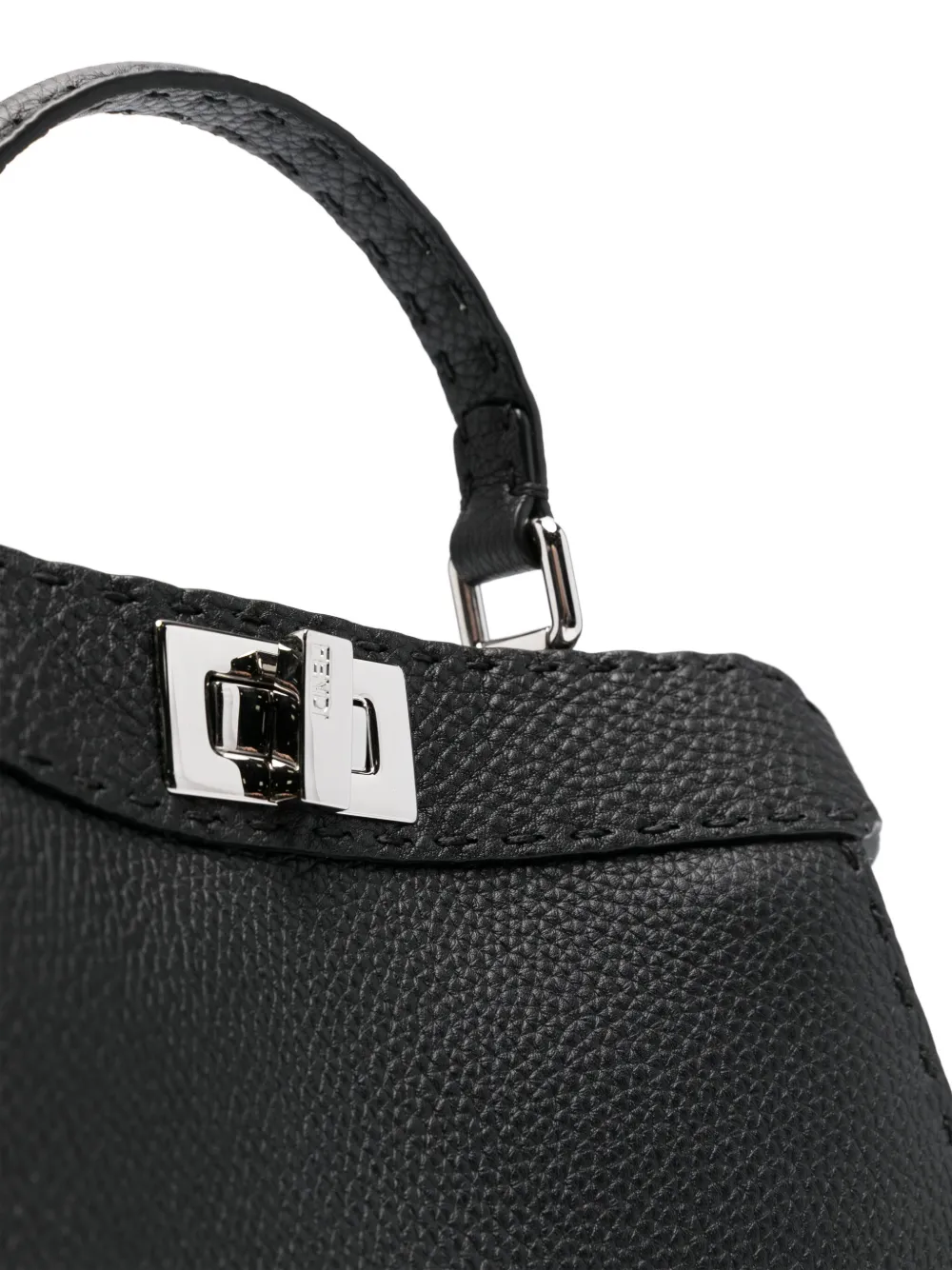 FENDI Peekaboo leren mini shopper Zwart