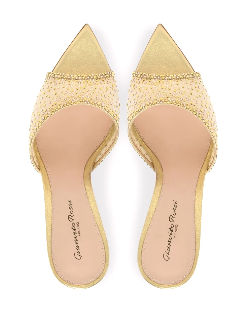 Gianvito Rossi Rania 85mm Crystal-embellished Mules In Nude