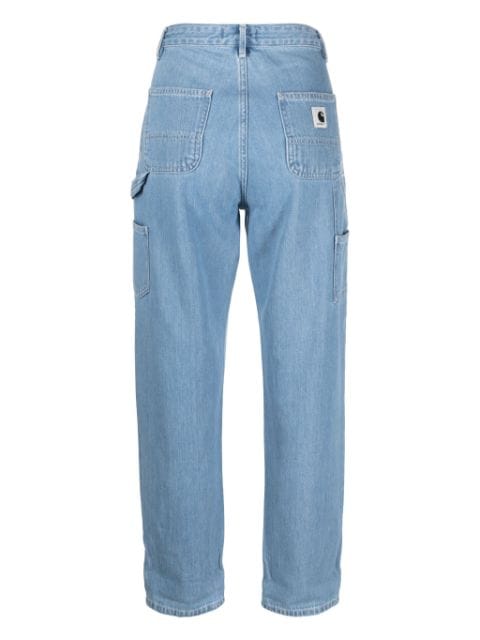 mid-rise tapered-leg jeans