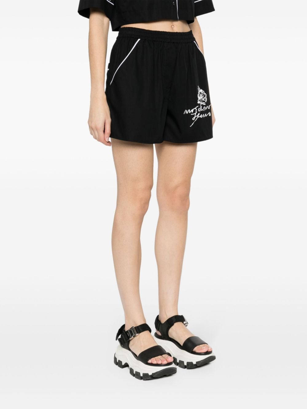 MOSCHINO JEANS Katoenen shorts met bloemenprint Zwart