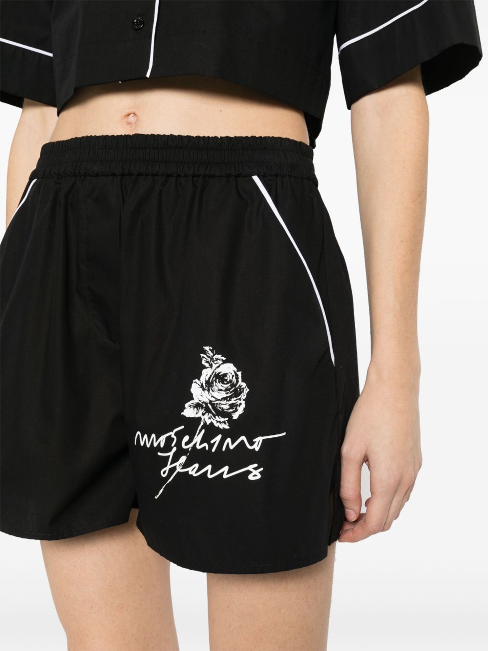 MOSCHINO JEANS Katoenen shorts met bloemenprint Zwart