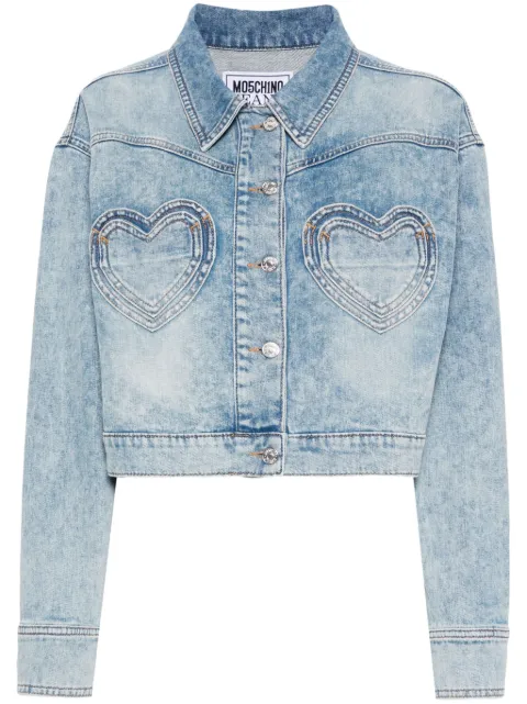 MOSCHINO JEANS kort jeansjacka med hjärtfickor