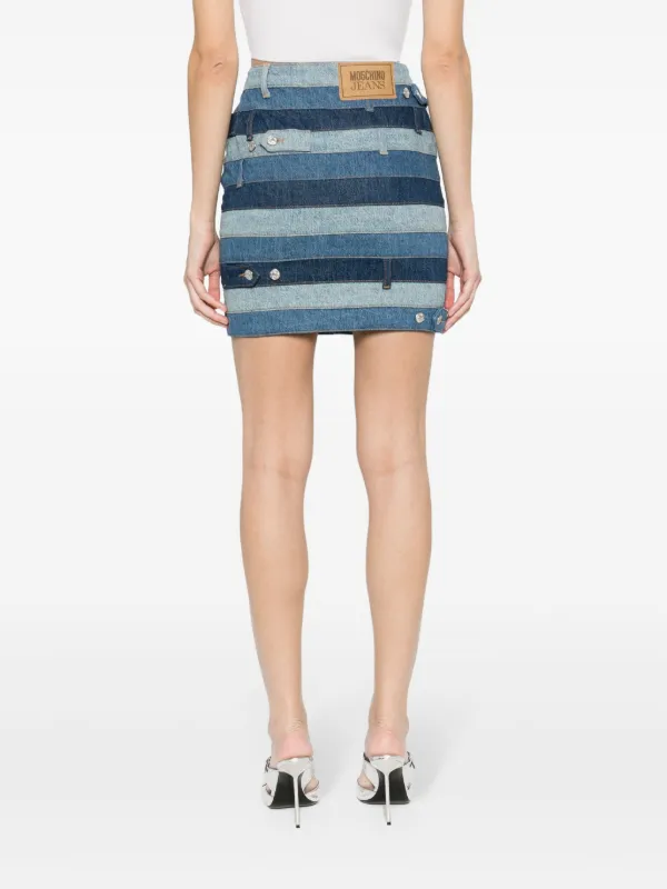 MOSCHINO JEANS Panelled Denim Mini Skirt | Blue | FARFETCH