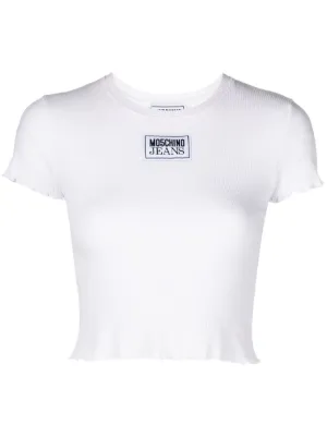 【関税&送料込】Moschino Jeans Cropped T-Shirt With Logo Moschino EN | Moschino Jeans: Women's designer t-shirts