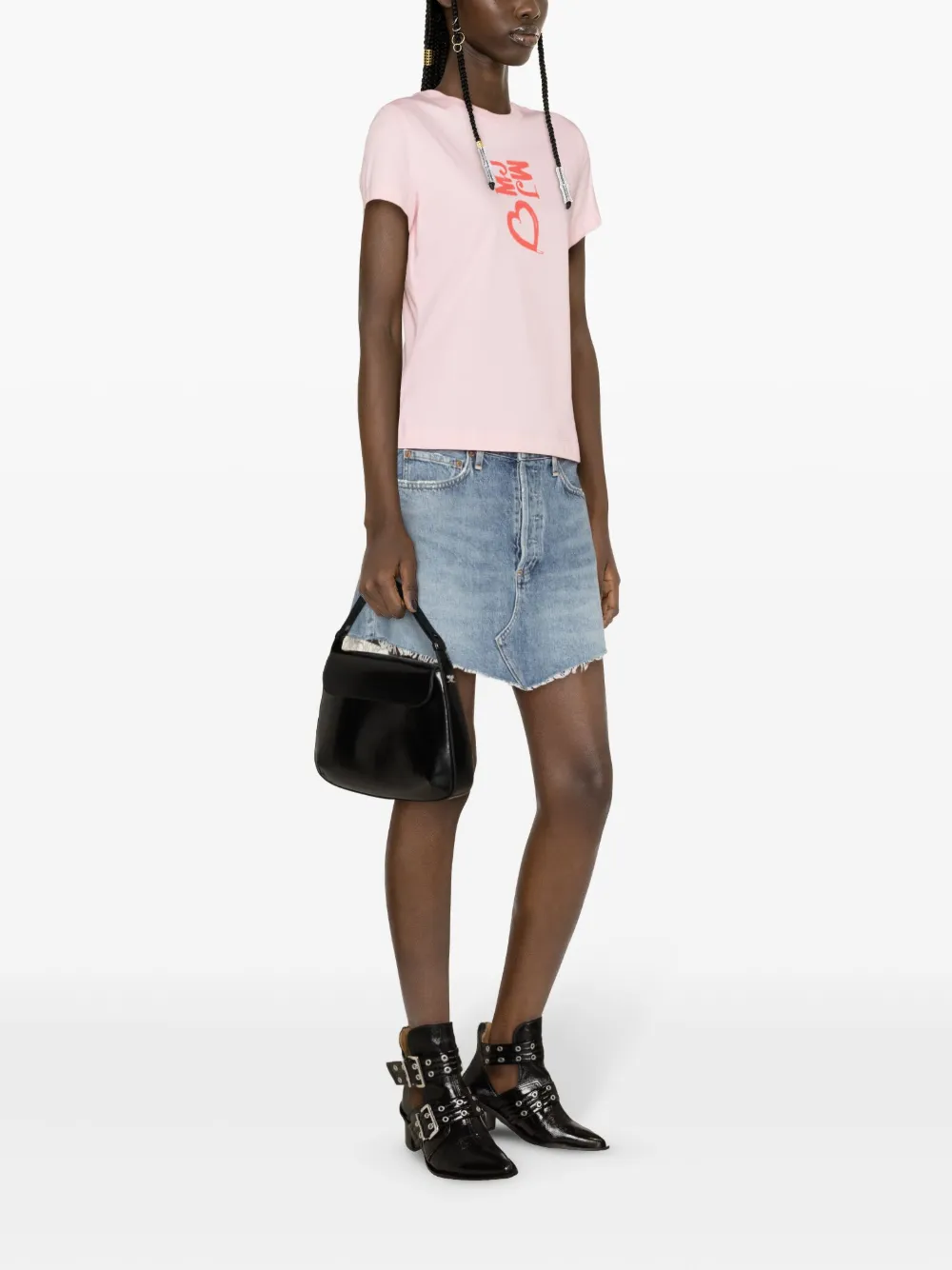 MOSCHINO JEANS Katoenen T-shirt met hartprint Roze