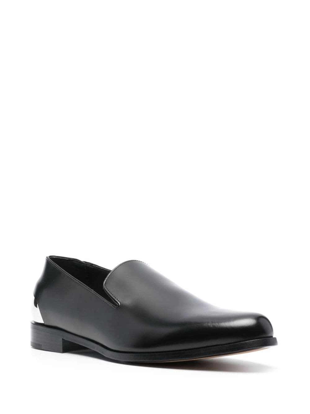 Shop Alexander Mcqueen Metal-heel Leather Loafers In Black