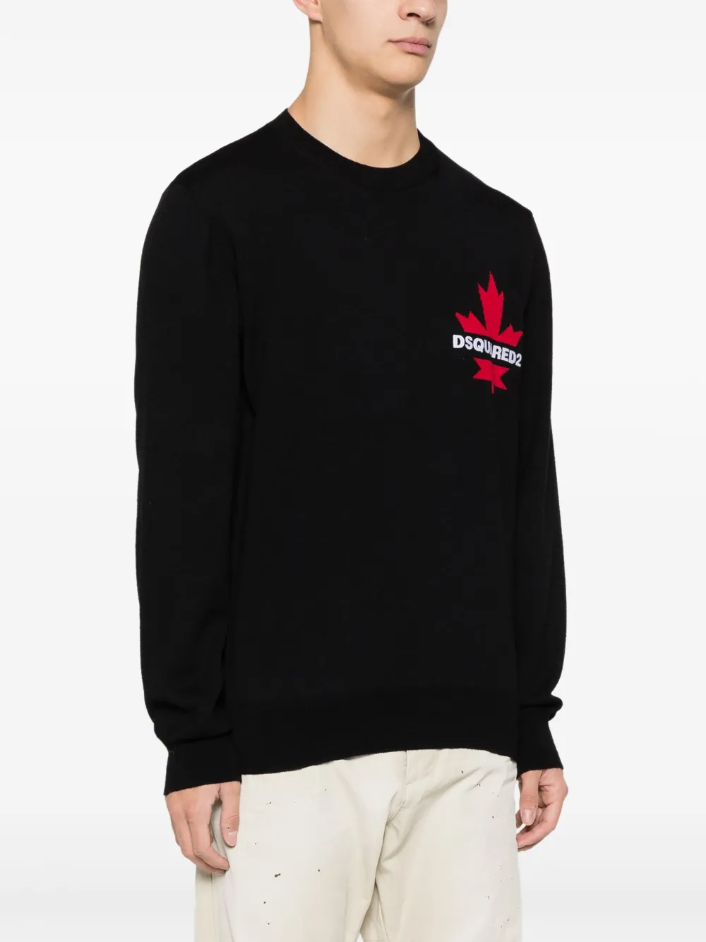 Shop Dsquared2 Intarsia-logo Wool Jumper In Black