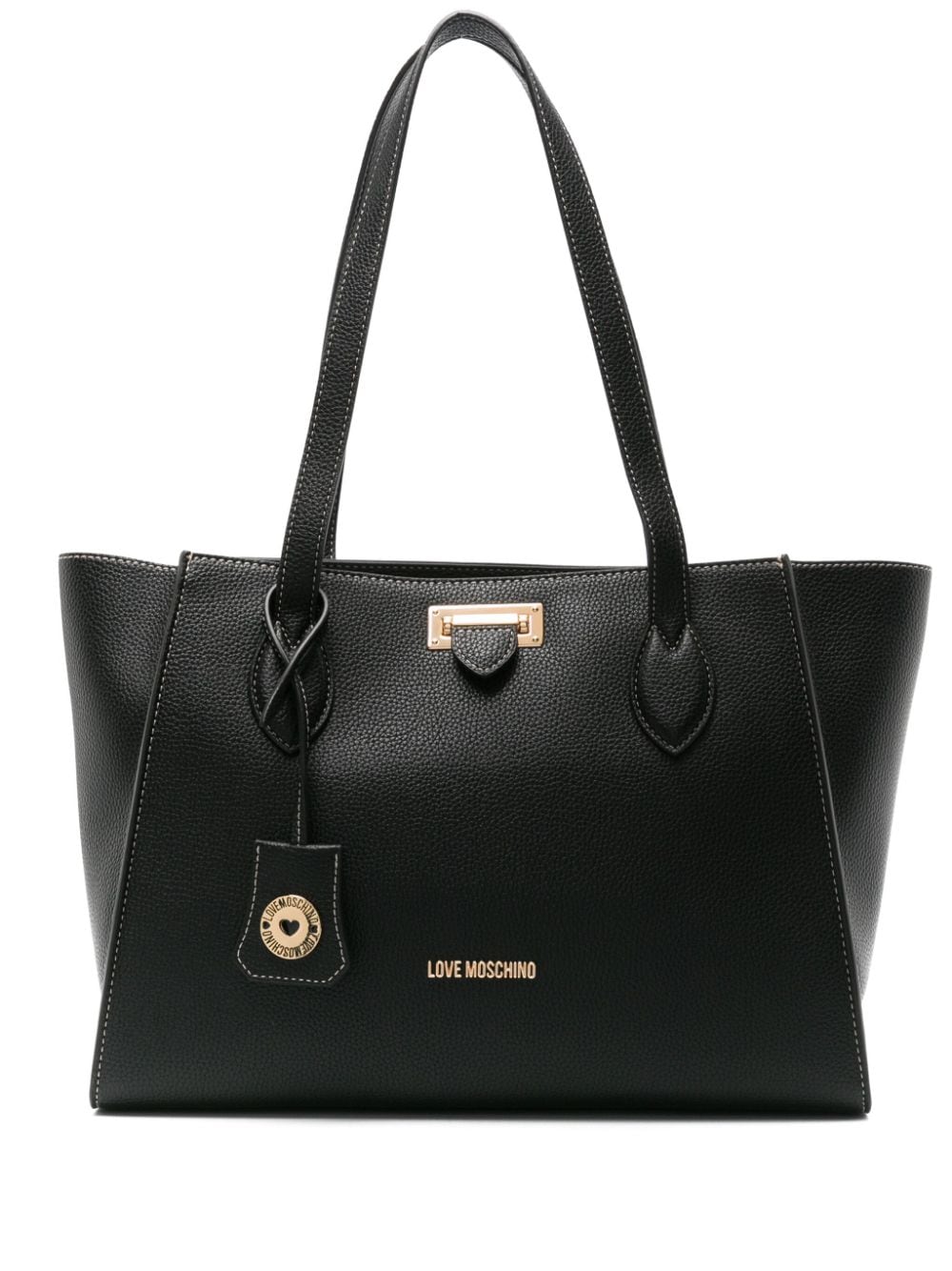 Love Moschino Logo-lettering Grained Tote Bag In Black