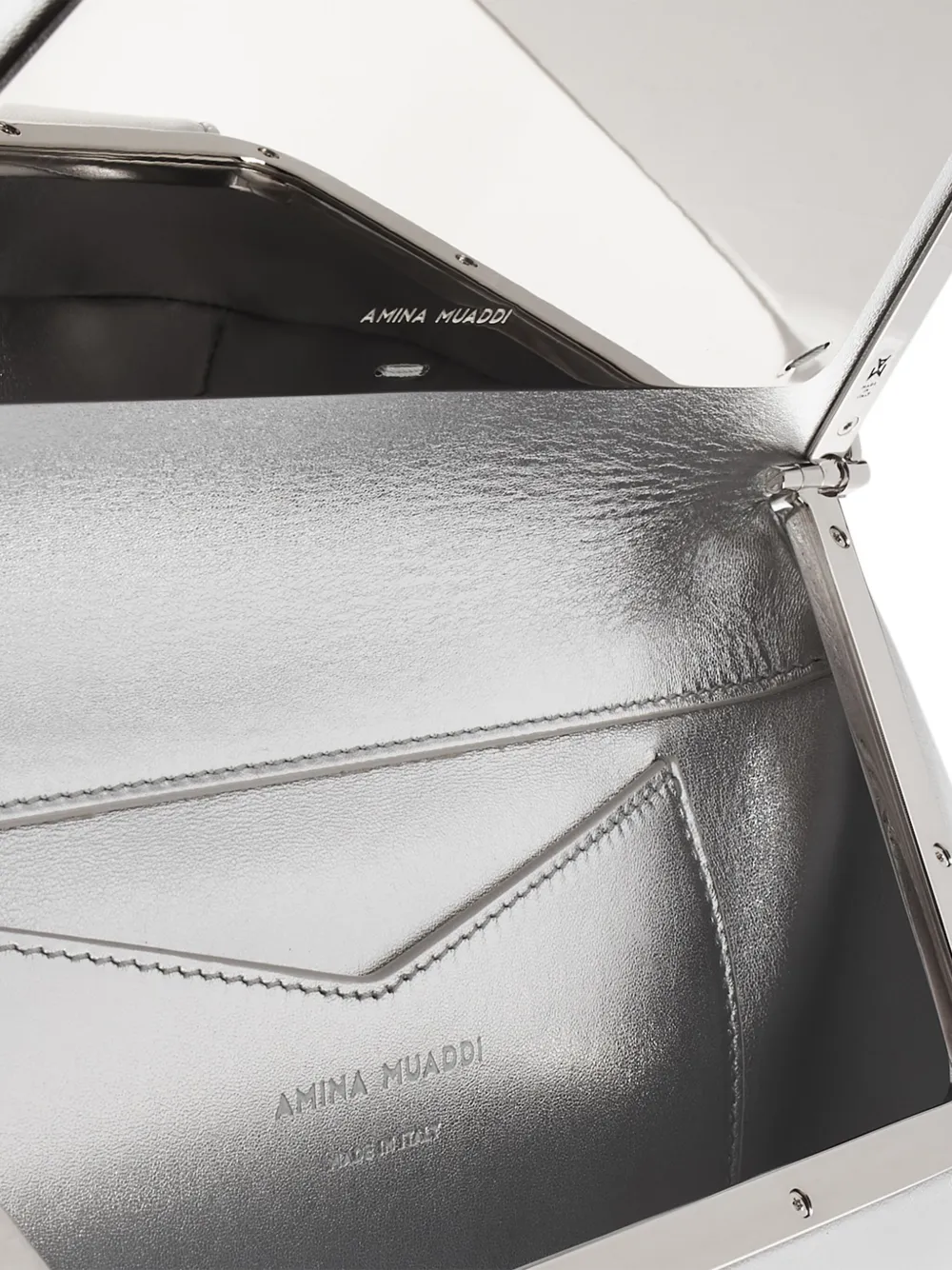 Affordable Amina Muaddi Ami metallic-effect leather bag Women