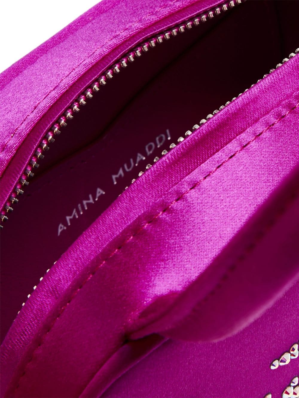 Shop Amina Muaddi Logo-embellished Satin Shoulder Bag In Pink