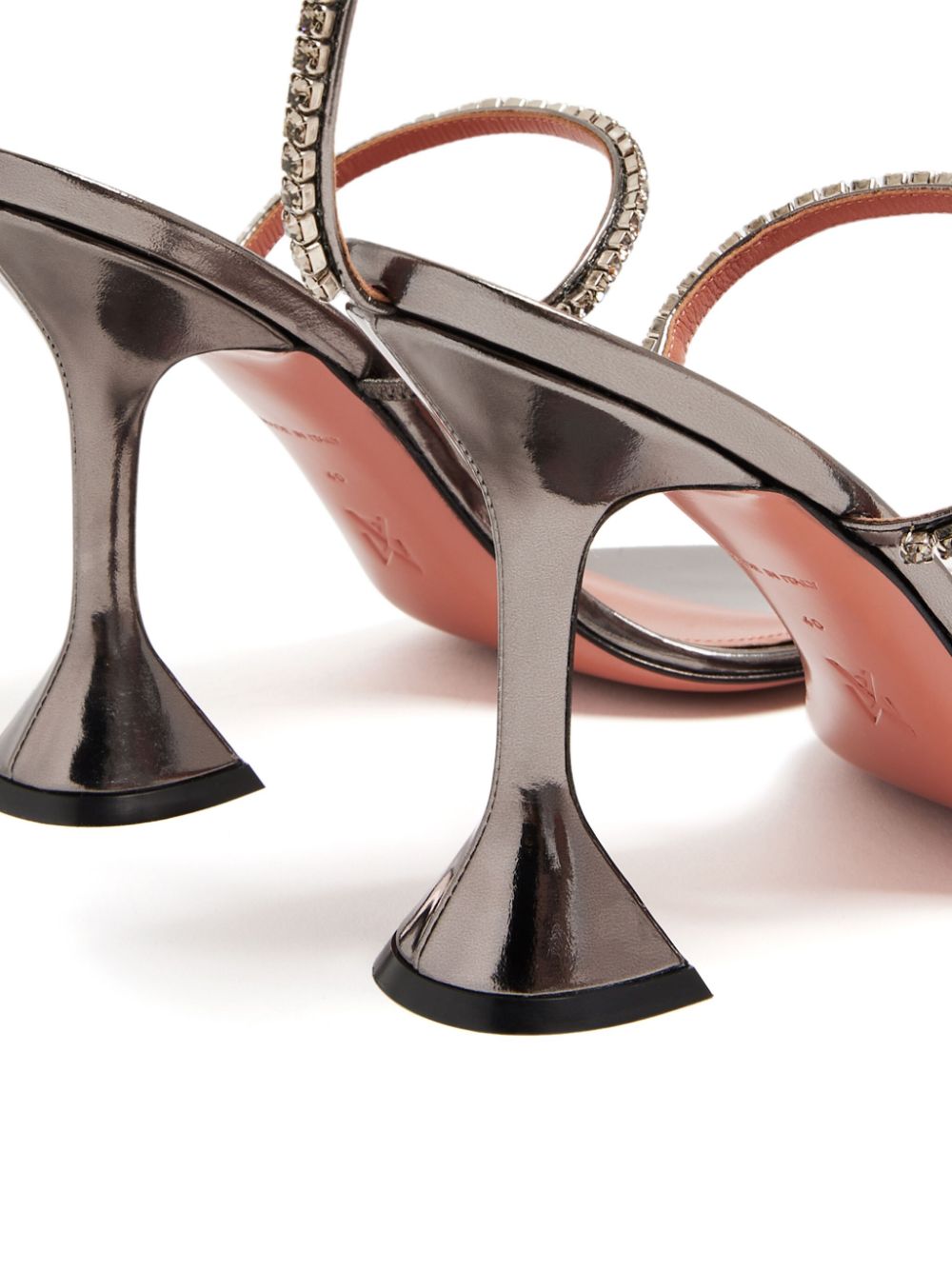 Shop Amina Muaddi Gilda 95mm Crystal-embellished Sandals In Silver