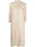 120% Lino linen maxi shirt dress - Brown